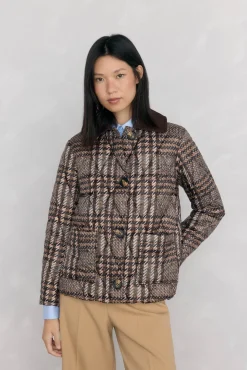 Pedro del Hierro Sobretudos|Casacos-estampado curta ultraleve Marrom