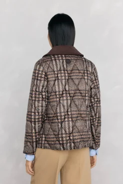 Pedro del Hierro Sobretudos|Casacos-estampado curta ultraleve Marrom