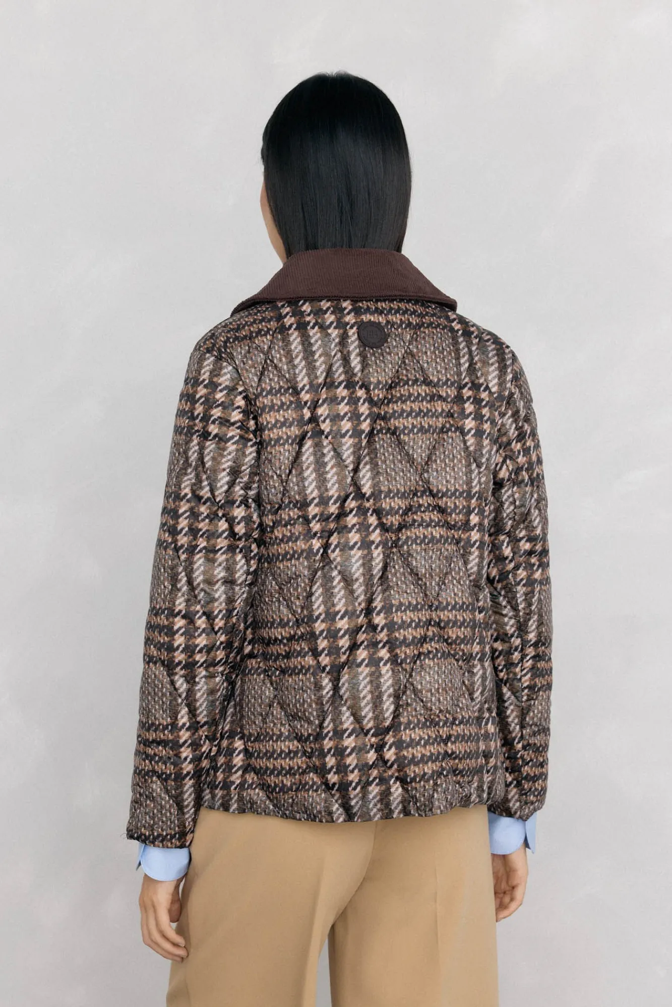 Pedro del Hierro Sobretudos|Casacos-estampado curta ultraleve Marrom