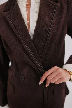 Hoss Intropia Blazers-Esther. Blazer de veludo cotelê Castanho