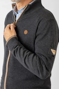 Privata Camisolas-Fecho-Éclair básico com gola e zíper Cinzento