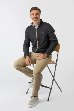 Privata Camisolas-Fecho-Éclair básico com gola e zíper Cinzento