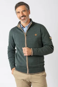 Privata Camisolas-Fecho-Éclair básico com gola e zíper Verde