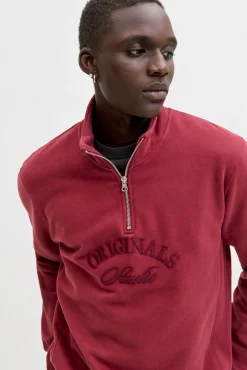 Jack & Jones Sweatshirts-Fecho-Éclair com gola vermelho