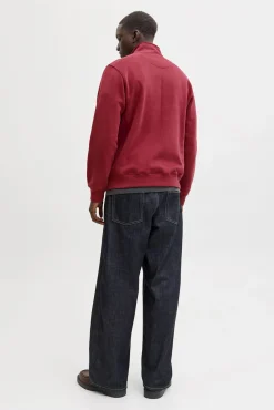 Jack & Jones Sweatshirts-Fecho-Éclair com gola vermelho