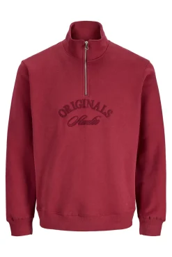 Jack & Jones Sweatshirts-Fecho-Éclair com gola vermelho