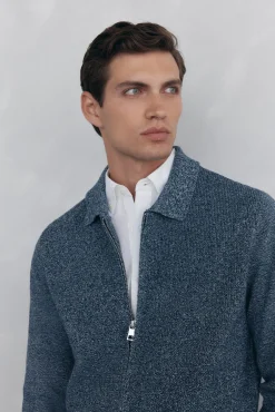 Pedro del Hierro Camisolas-Fecho-éclair com zíper torcido Azul