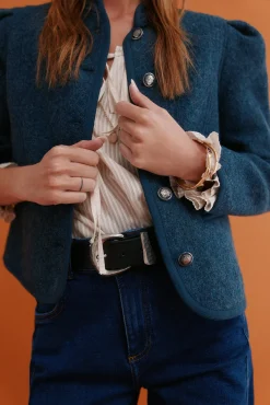 Hoss Intropia Casacos-Fernanda. Sobretudo estilo austríaco Azul