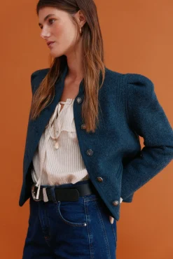 Hoss Intropia Casacos-Fernanda. Sobretudo estilo austríaco Azul