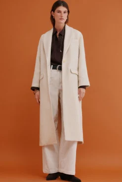 Hoss Intropia Casacos-Fiamma. Sobretudo com gola de lapela Ecru