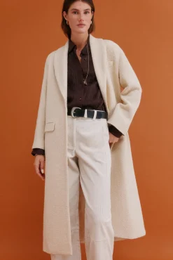 Hoss Intropia Casacos-Fiamma. Sobretudo com gola de lapela Ecru