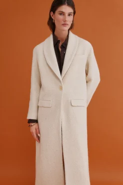 Hoss Intropia Casacos-Fiamma. Sobretudo com gola de lapela Ecru