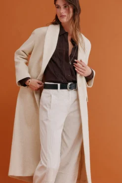 Hoss Intropia Casacos-Fiamma. Sobretudo com gola de lapela Ecru