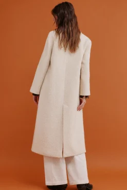 Hoss Intropia Casacos-Fiamma. Sobretudo com gola de lapela Ecru