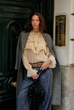 Hoss Intropia Casacos-Fiona. Sobretudo riscas Cinzento