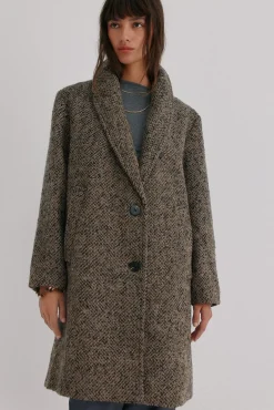 Hoss Intropia Casacos-Fátima. Sobretudo com lapela Ecru