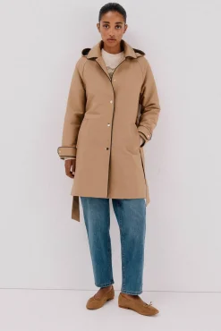 Cortefiel Gabardines|Casacos-Gabardina acetinada capuz desmontável Castanho