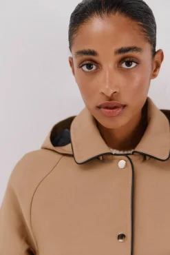 Cortefiel Gabardines|Casacos-Gabardina acetinada capuz desmontável Castanho