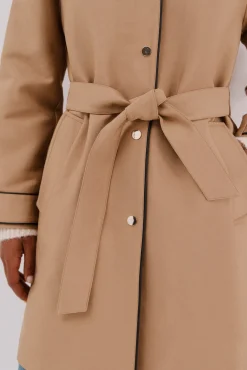 Cortefiel Gabardines|Casacos-Gabardina acetinada capuz desmontável Castanho