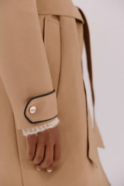 Cortefiel Gabardines|Casacos-Gabardina acetinada capuz desmontável Castanho