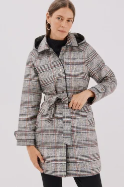 Cortefiel Casacos|Gabardines-Gabardina acetinada capuz desmontável Multicolorido