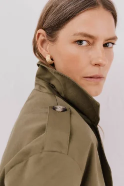 Cortefiel Gabardines|Casacos-Gabardina curta Verde