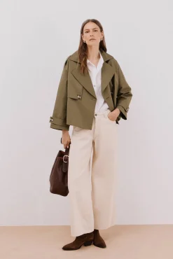 Cortefiel Gabardines|Casacos-Gabardina curta Verde