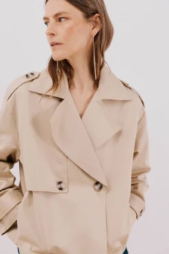 Cortefiel Gabardines|Casacos-Gabardina curta Castanho