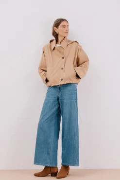 Cortefiel Gabardines|Casacos-Gabardina curta Tostado