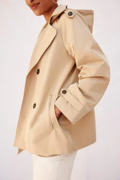 Cortefiel Gabardines|Casacos-Gabardina curta com véu Tostado