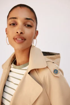 Cortefiel Gabardines|Casacos-Gabardina curta com véu Tostado