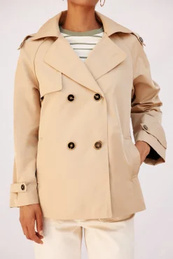 Cortefiel Gabardines|Casacos-Gabardina curta com véu Tostado