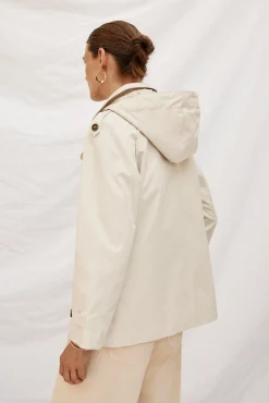 Cortefiel Gabardines|Casacos-Gabardina curta com véu Castanho