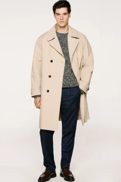 Selected Sobretudos-Gabardina de algodão orgânico Tostado