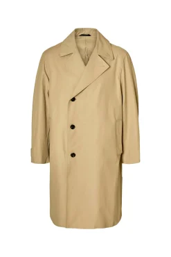 Selected Sobretudos-Gabardina de algodão orgânico Tostado