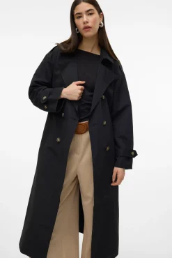 Vero Moda Gabardines|Sobretudos-Gabardina longo básico Preto