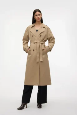 Vero Moda Gabardines|Sobretudos-Gabardina longo básico Castanho