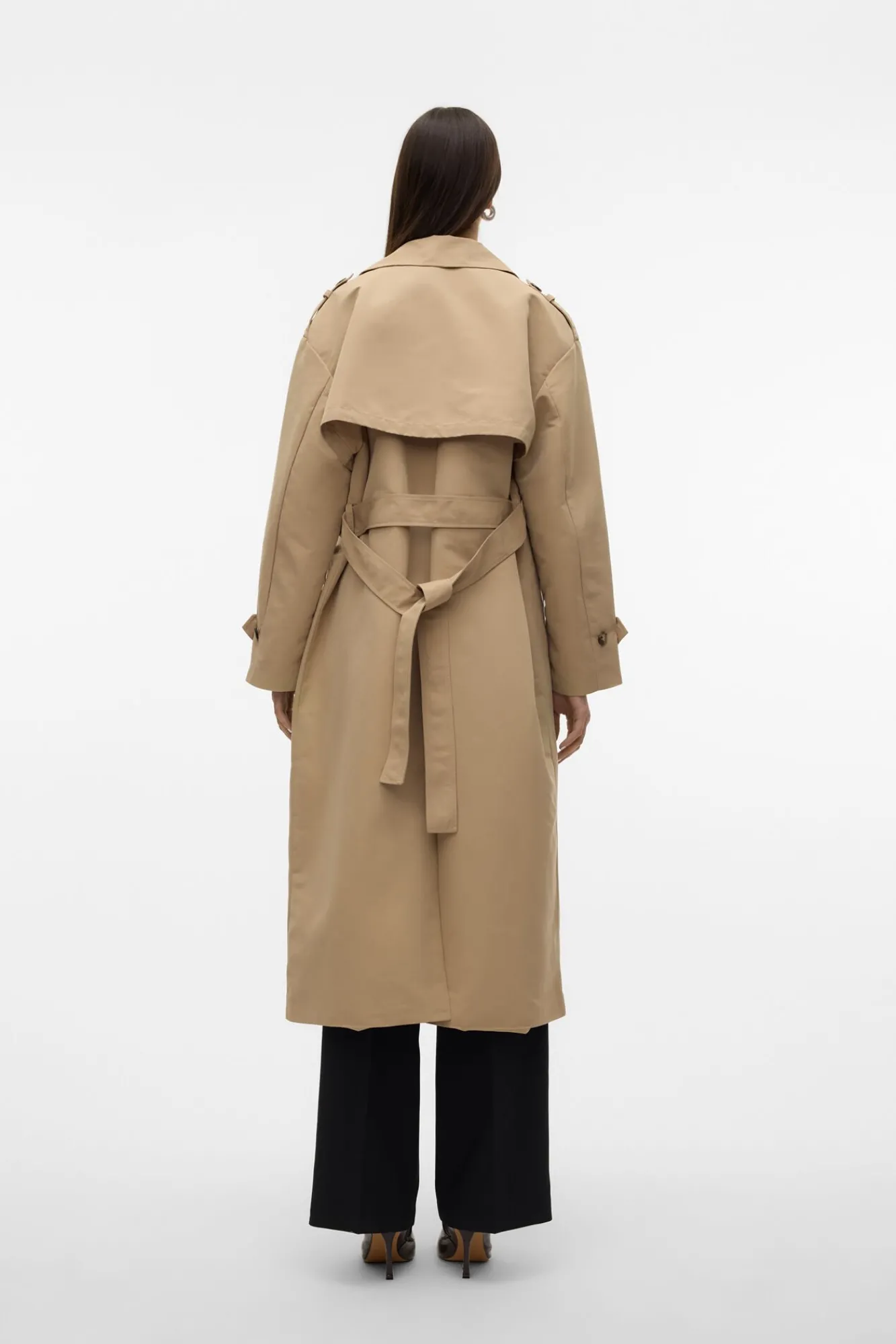 Vero Moda Gabardines|Sobretudos-Gabardina longo básico Castanho