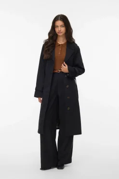 Vero Moda Gabardines|Sobretudos-Gabardina longo com cinto Preto