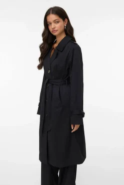Vero Moda Gabardines|Sobretudos-Gabardina longo com cinto Preto
