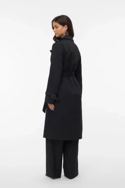 Vero Moda Gabardines|Sobretudos-Gabardina longo com cinto Preto