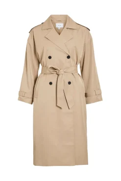 Vila Gabardines|Sobretudos-Gabardina longo com nós Tostado