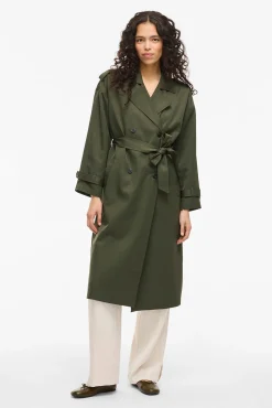 Vila Gabardines|Sobretudos-Gabardina longo com nós Verde