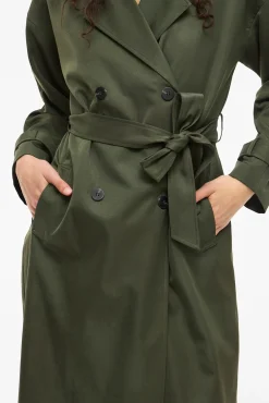 Vila Gabardines|Sobretudos-Gabardina longo com nós Verde