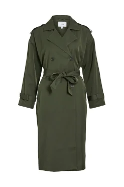 Vila Gabardines|Sobretudos-Gabardina longo com nós Verde