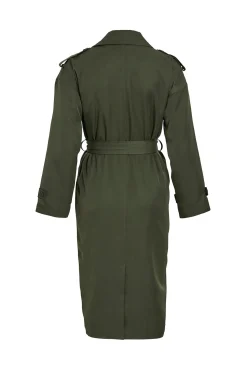 Vila Gabardines|Sobretudos-Gabardina longo com nós Verde