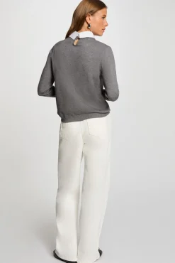 Morgan Camisolas-Gola com gola de camisola Cinzento