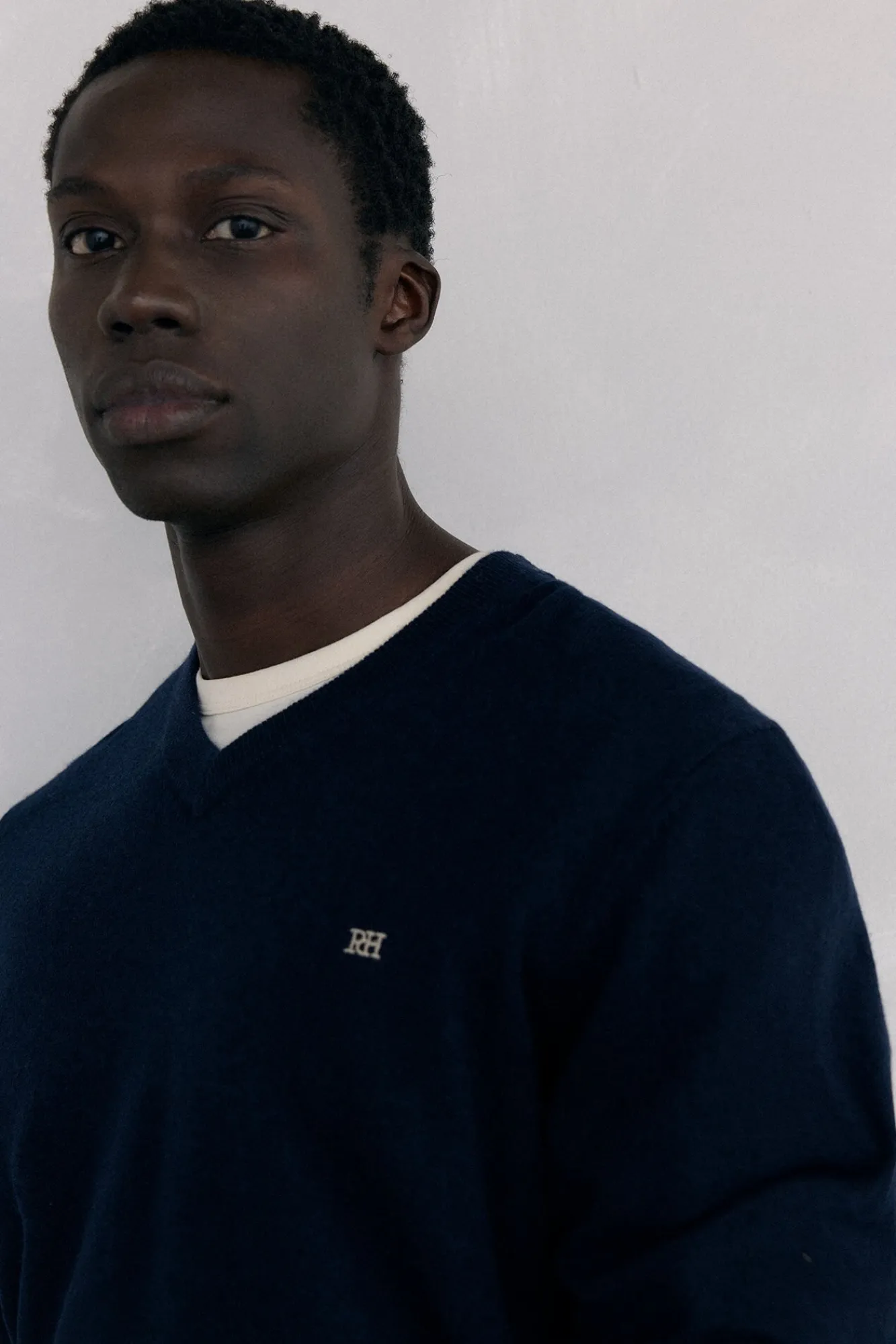 Pedro del Hierro Camisolas-Gola de lã merino e cashmere com bico Azul