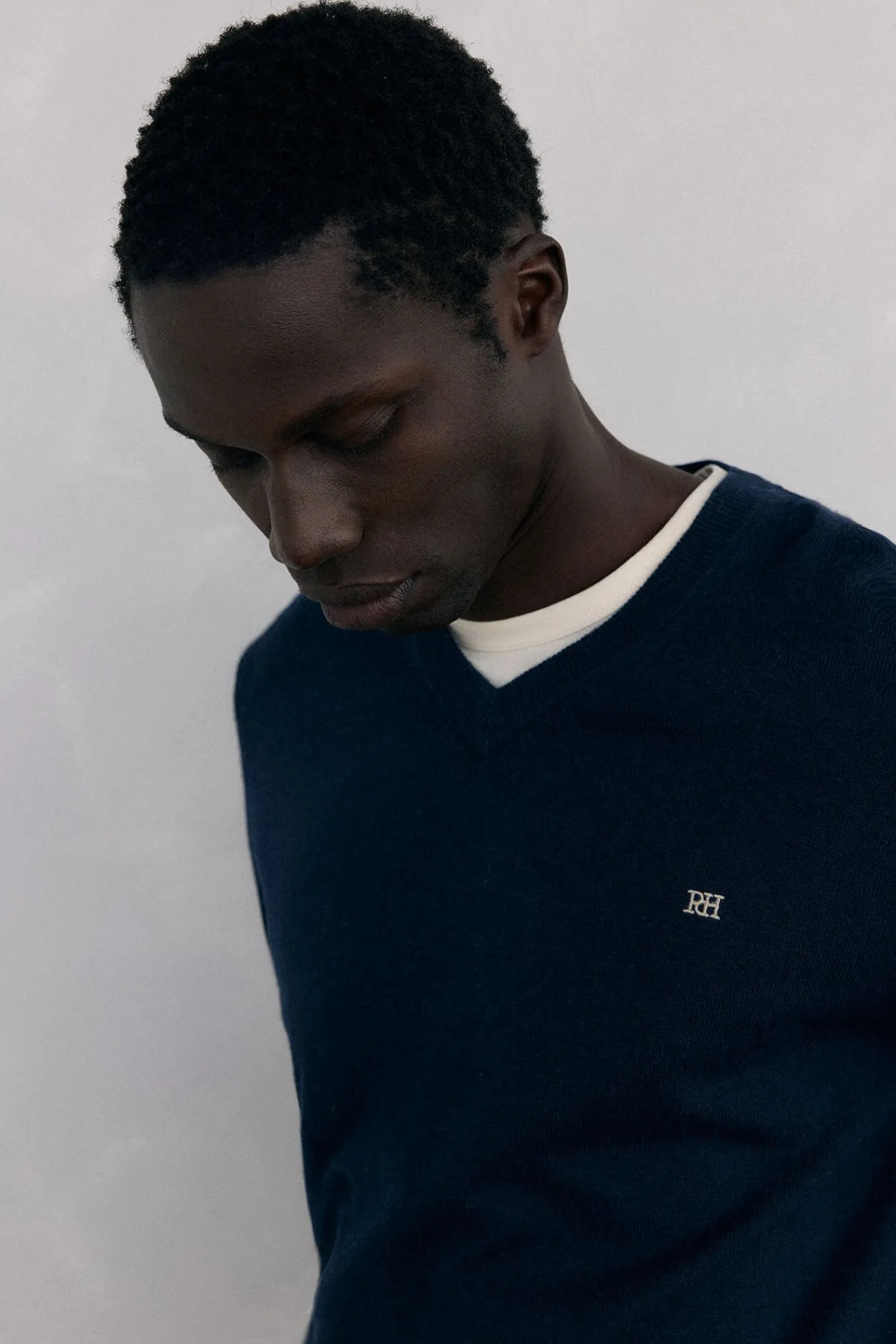 Pedro del Hierro Camisolas-Gola de lã merino e cashmere com bico Azul