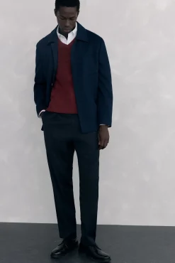 Pedro del Hierro Camisolas-Gola de lã merino e cashmere com bico Bordeaux